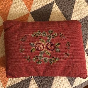 small vintage needlepoint throw pillow 14”x18”